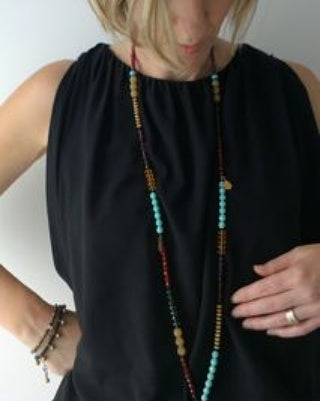 DIY Boho Beaded Long Crystal Long Fob Necklace