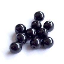Round 8mm Black Opaque Czech Glass Bead