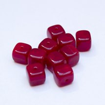 Cube 8x11mm Red Opalino Czech Glass Bead