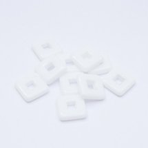Square 12x12mm White Opaque Czech Glass Bead