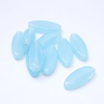 Blue Opalino Petal Pointed Oval Spindle 6x16mm Czech Glass Bead