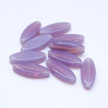 Amethyst Opalino Petal Pointed Oval Spindle 16x6mm Czech Glass Bead
