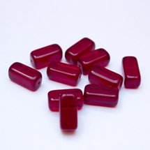 Garnet Tube 15x7mm Transparent Czech Glass Bead - Pack of 10