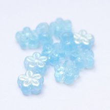 Aquamarine Daisy 8mm AB Czech Glass Beads