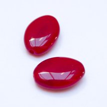 Flat Oval 16x11mm Red Opalino Czech Glass Bead - low in stock