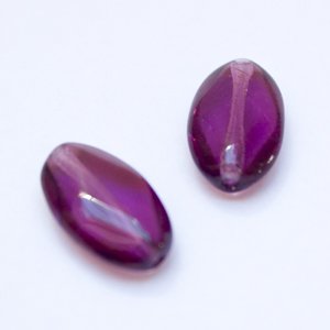 Diamond 15x9mm Amethyst Transparent Czech Glass Bead | Pack of 10