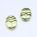 Flat Oval 16x11mm Zebra Animal Print Chartreuse Czech Glass Bead