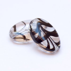 Flat Oval 16x11mm Animal Zebra Print Clear Czech Glass Bead