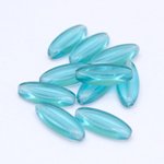 Aqua Tranparent Petal Pointed Oval Spindle 16x6mm Czech Glass Bead