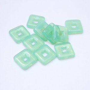Square 12x12mm Aqua Opalino Czech Glass Bead