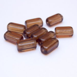 Tube 15x7mm Smoke Brown Transparent Czech Glass Bead - Pack of 10