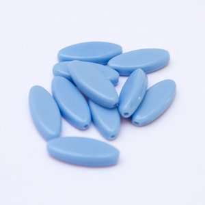 Turquoise Opaque Petal Pointed Oval Spindle 16x6mm Czech Glass Bead
