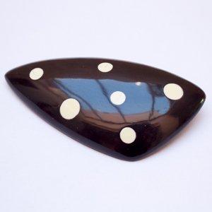1980s Brooch Trapezoid Horn Bone Inlay SOLD!