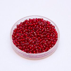 8 0 Czech Seed Bead Red Dark Silverlined