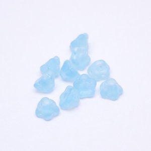 Aquamarine Button Flower 7mm Matt AB Czech Glass Bead