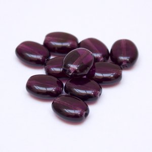Flat Oval 15x11mm Amethyst Czech Glass Bead
