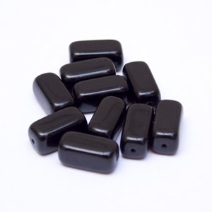 Tube 15x7mm Black Opaque Czech Glass Bead - Pack of 10