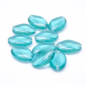 Diamond 15x9mm Teal Transparent Czech Glass Bead | Pack of 10