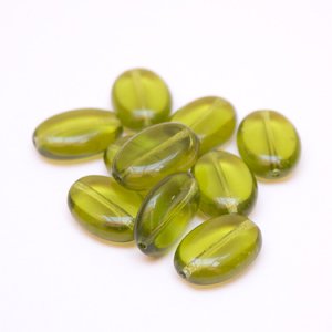 Flat Oval 19x13mm Olive Transparent Czech Glass Bead