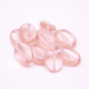 Flat Oval 19x13mm Pink Transparent Czech Glass Bead