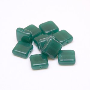 Square Tile 10x10mm Teal Opalino Czech Glass Bead