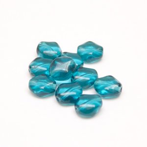 Diamond 9x8mm Peacock Transparent Czech Glass Bead