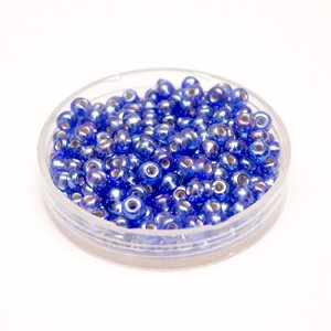 5 0 4.5mm Blue - Sapphire AB Silver Lined Czech Seed Bead