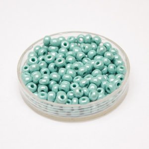 5 0 4.5mm Aqua Opaque Lustred Czech Seed Bead