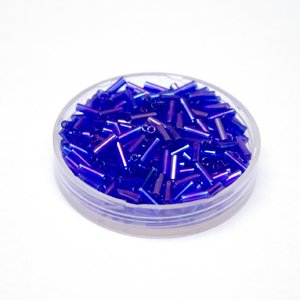 Bugle Bead Czech Glass Blue AB 3' 6mm
