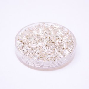 Bugle Bead Czech Glass Clear Silver Lined 2' 4mm