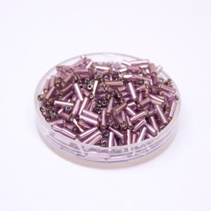 Czech Bugle Bead Amethyst Light Silver Lined 3' 6mm