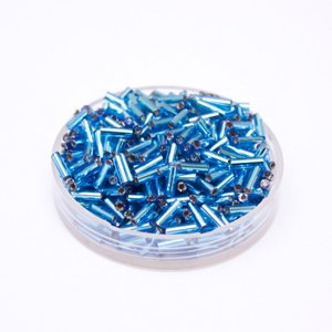 Bugle Bead Czech Glass Aquamarine Silver Lined 3' 6mm