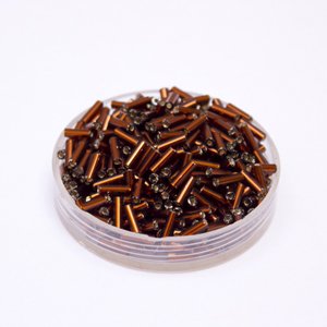 Bugle Bead Czech Glass Bronze Silver Lined 3' 6mm