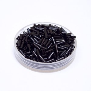 Bugle Bead Czech Glass Black Opaque 3' 6mm