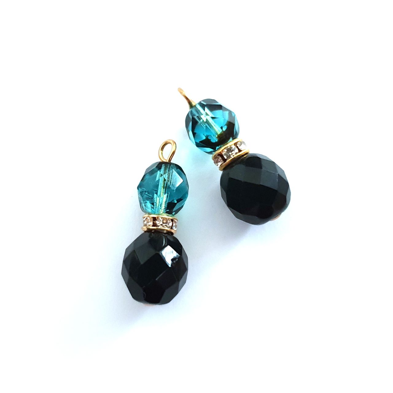 Animal Print Beaded Pendant Crystal Drop with Diamante Rondell Black Zebra Teal G