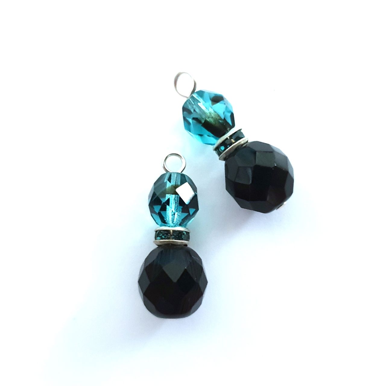 Animal Print Beaded Pendant Crystal Drop with Diamante Rondell Black Zebra Teal S