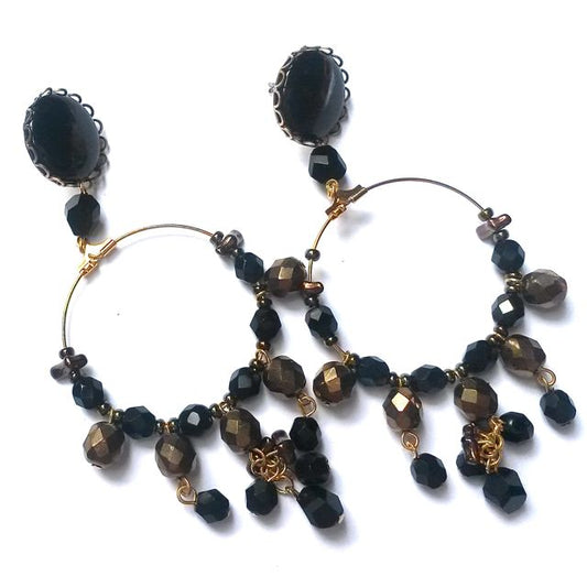 Boheme Beaded Stud Gypsy Crystal Hoop Earrings
