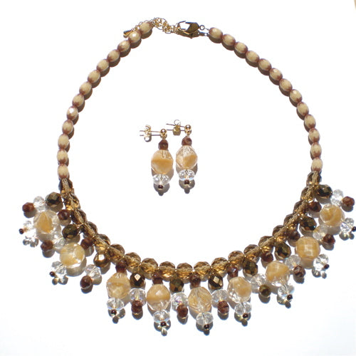 DIY Kit Lace Effect Necklace and Earring Set Smokey Topaz