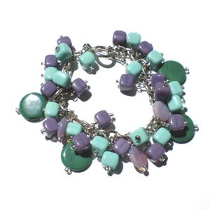 DIY Bracelet Retro Cluster Amethyst, Aqua Teal