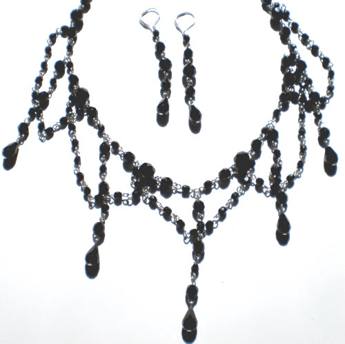 DIY Choker and Earring Cinderella Set Jet Black