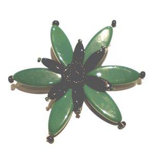 DIY Brooch Large Petal Woven Flower Green