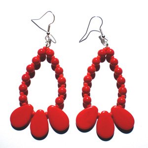 DIY Earring Triple Spear Red