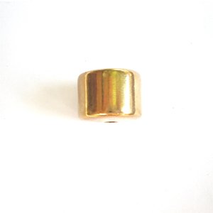 Metalised Plastic Bead Barrel Gold Plate 14x18mm