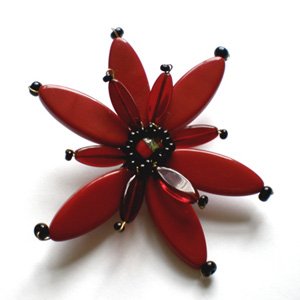 DIY Brooch Large Petal Woven Flower Cherry