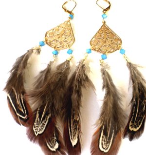 DIY Earrings Florentine Feather Drop