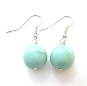 Retro Style Round Drop Aqua Earrings