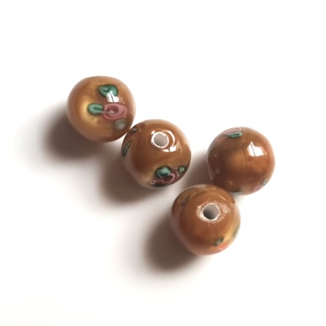 Handmade Czech Rose Glass Bead 8mm Brown