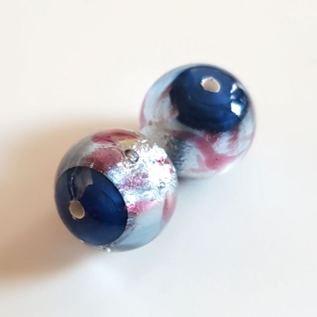 Handmade Japanese Glass Bead Lampwork Round 12mm Blue