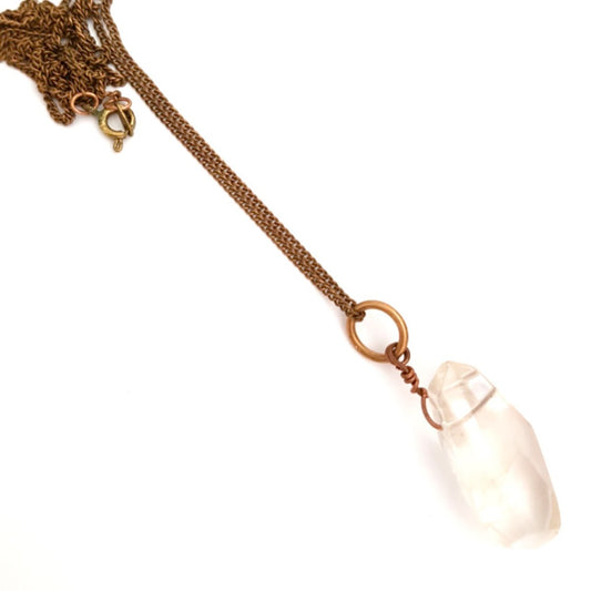 Femme Crystal Quartz Fine Chain Pendant 60cm