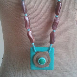 Colour Pop Button Pendant Glass Necklace Brown